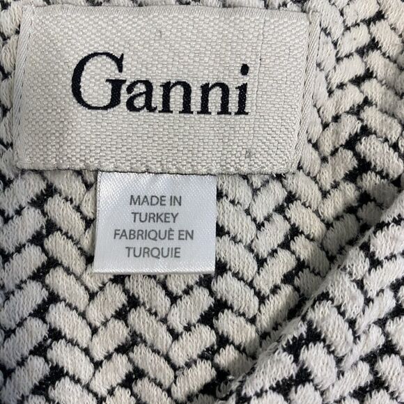 Ganni Anthropologie Jacquard Jersey Knife Pleated Dress Black White Size Medium - Picture 7 of 14